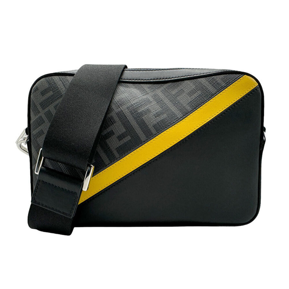 Fendi Diagonal Camera Shoulder Bag Canvas Black